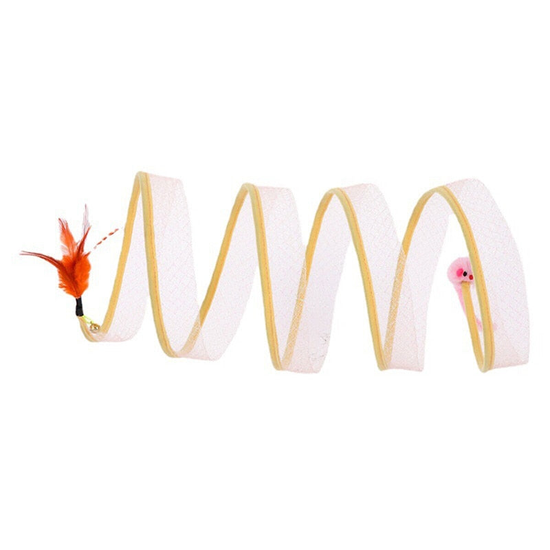 CattyCoil™ - Túnel Interativo com Brinquedos e Molas para Gatos