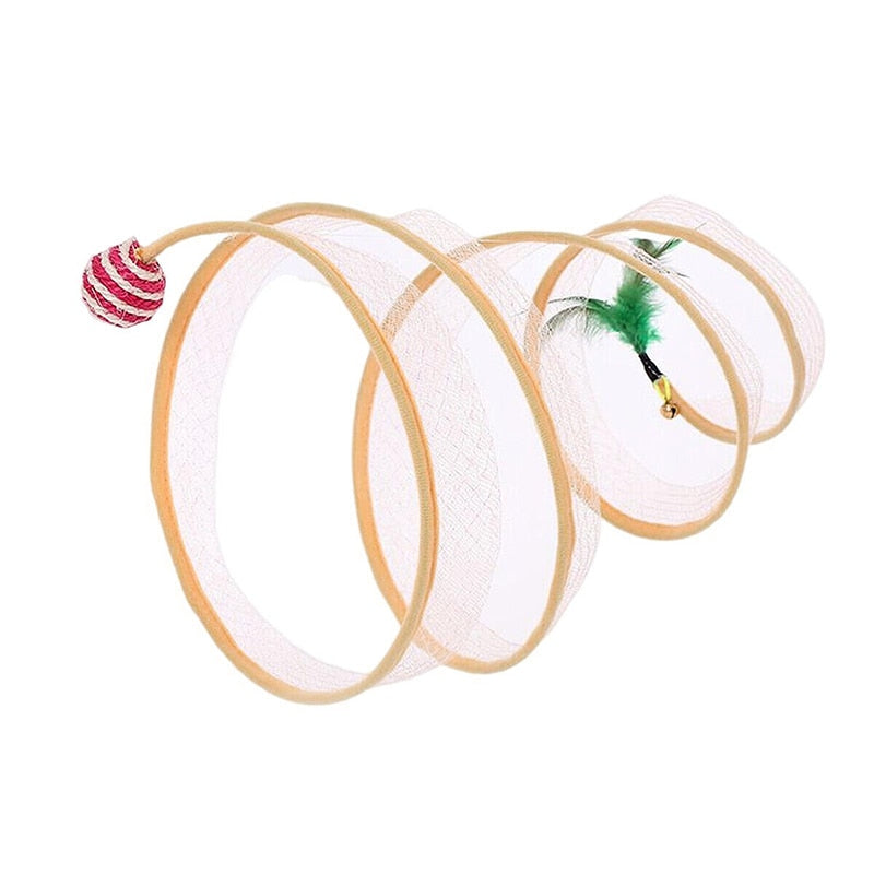 CattyCoil™ - Túnel Interativo com Brinquedos e Molas para Gatos