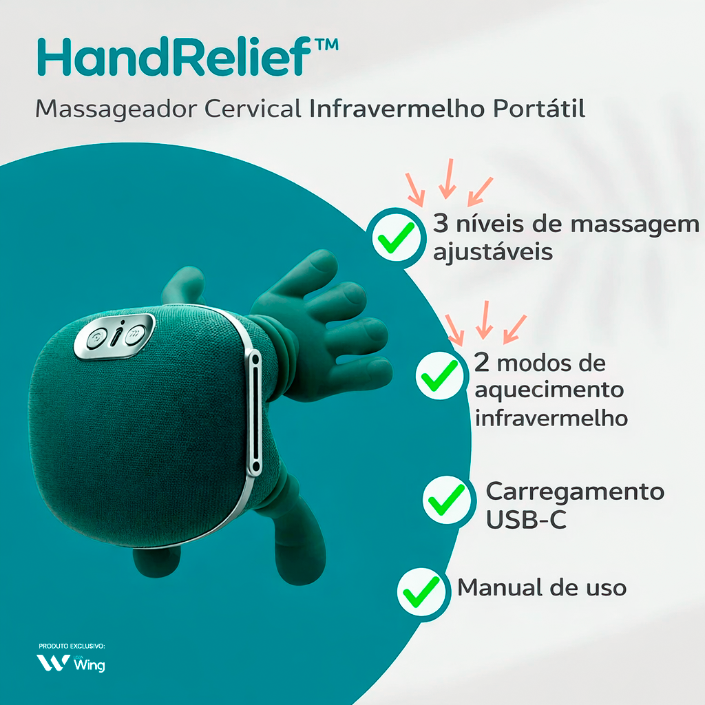 HandRelief™ – Massageador Cervical Portátil com Aquecimento Infravermelho