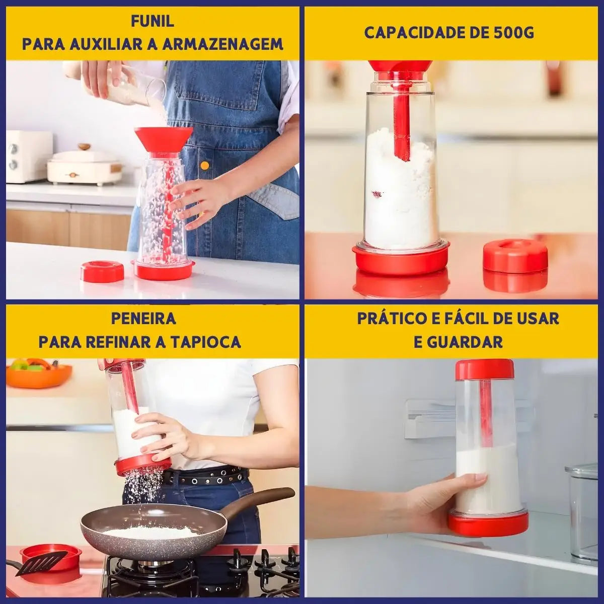 TapiocaFácil™ - Tapioqueira Inteligente - Peneira e Armazena