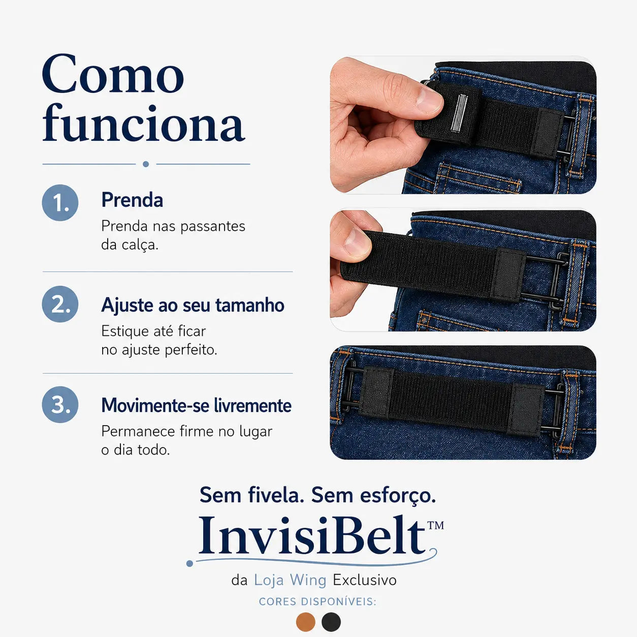 InvisiBelt™ - Cinto Elástico com Gancho Metálico Invisível