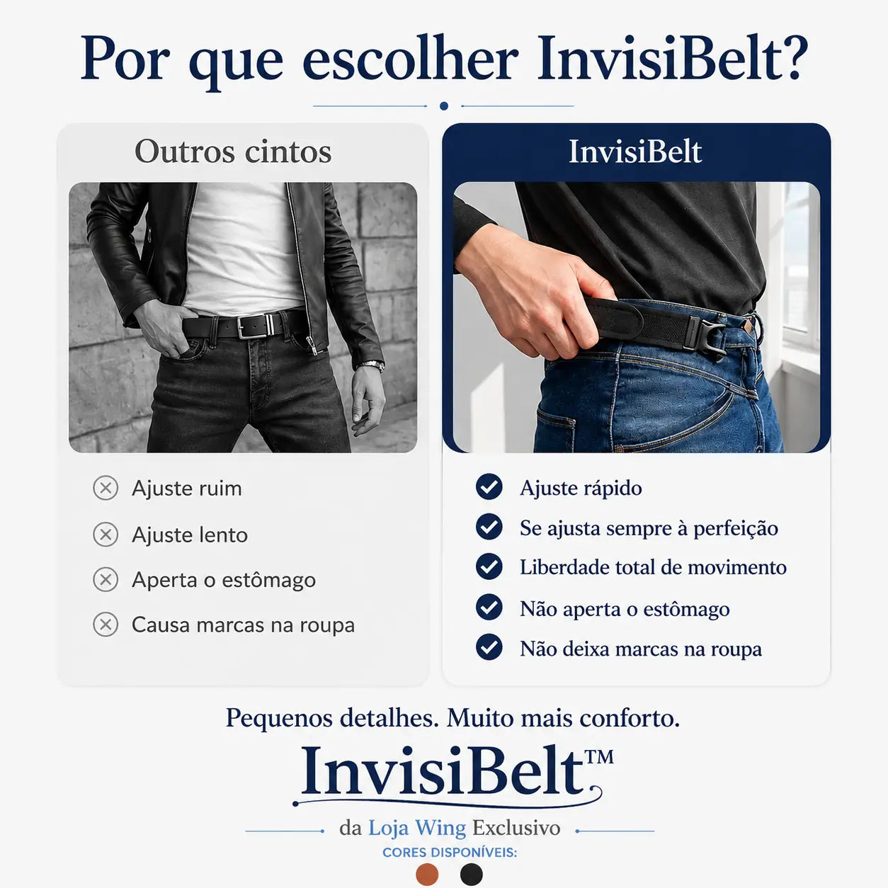 InvisiBelt™ - Cinto Elástico com Gancho Metálico Invisível
