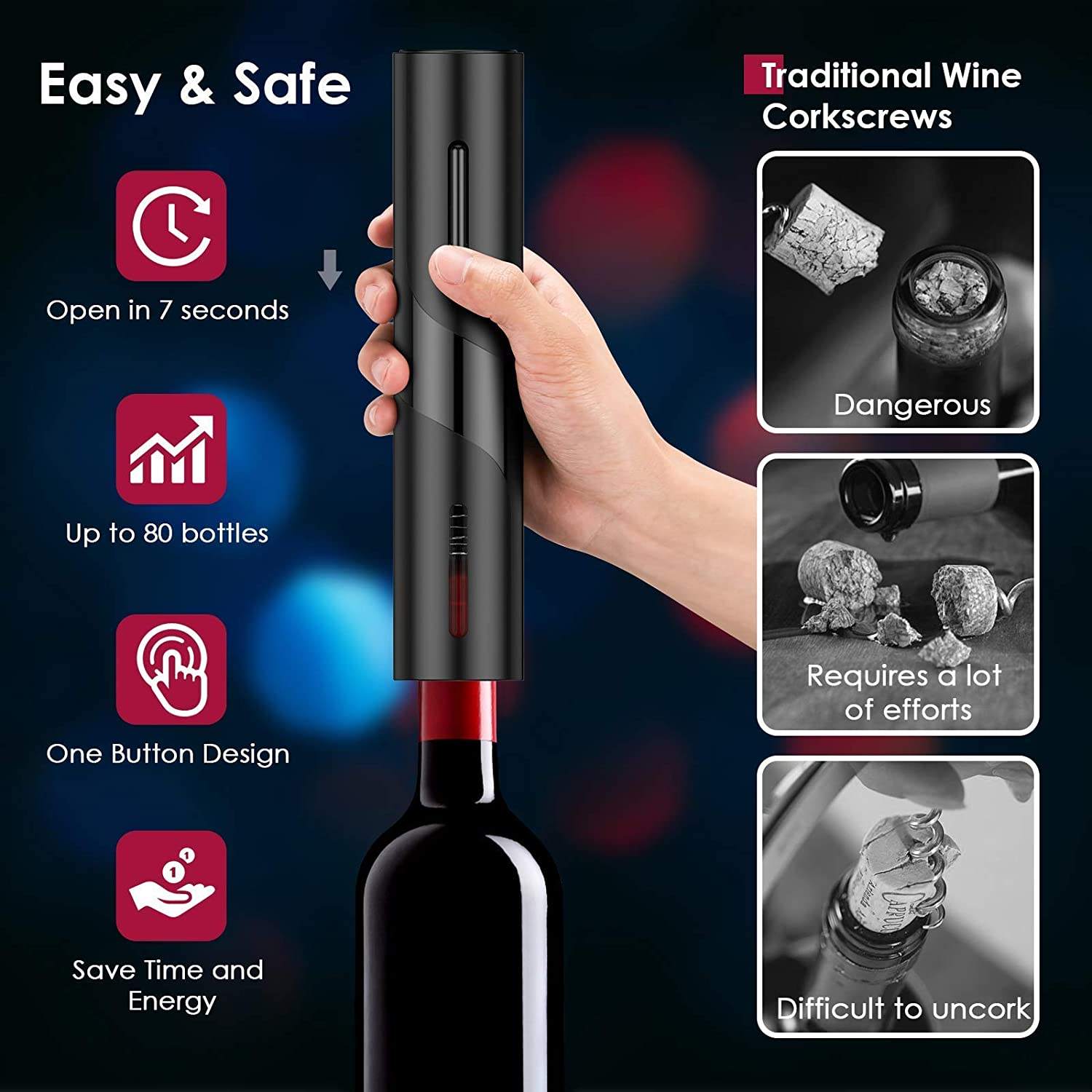 VinEasy - Abridor de Vinhos Elétrico e Portátil [+BRINDES]