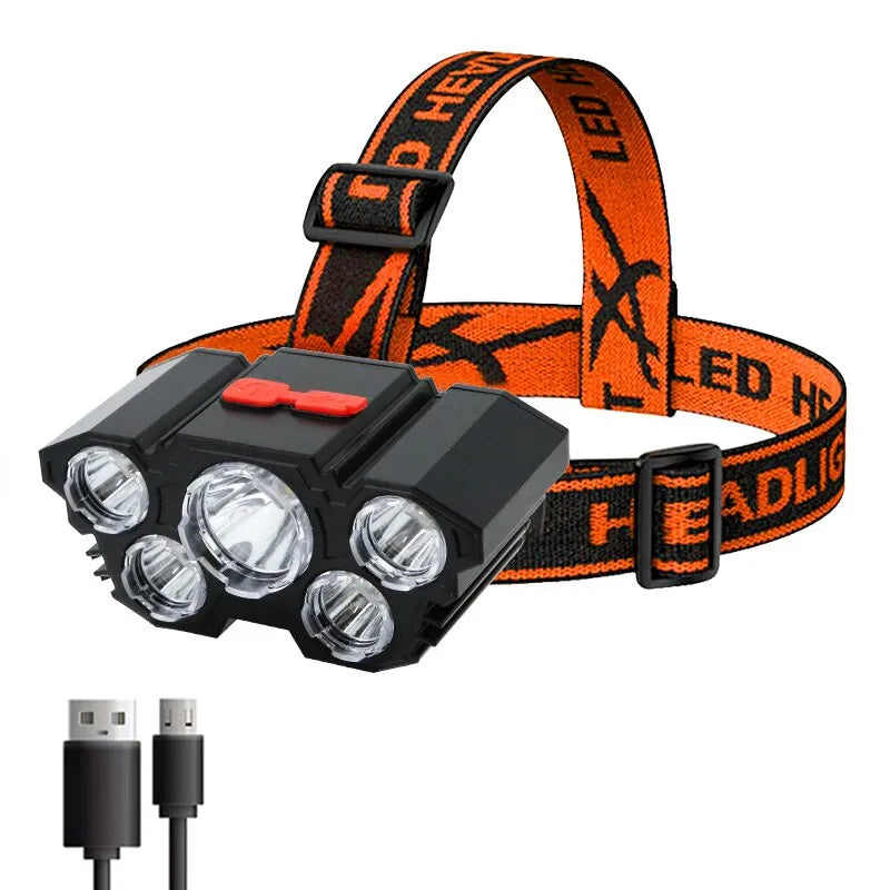 UltraLight - Lanterna Para Acampamento e Pesca Com 5 LEDS Recarregável Com Bateria Embutida.